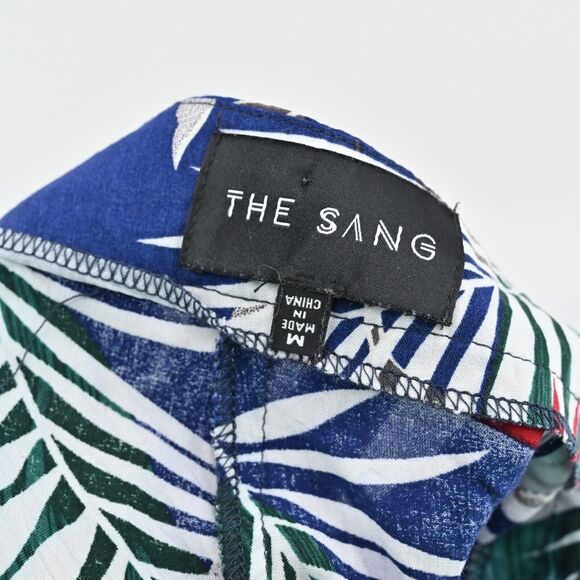 THE SANG Pants Womens Size M Blue Tropical Print High Rise‎ Wide Leg Beach Boho - Picture 8 of 13